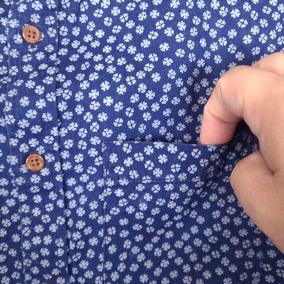 Old Navy Shirt Mens‎ Medium Slim Fit Blue Geometric Long Sleeve Button Down - Picture 5 of 14